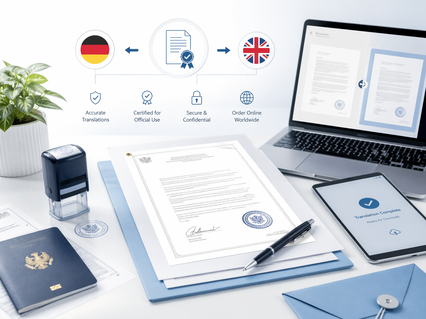 Certified German document translation prepared for official submission